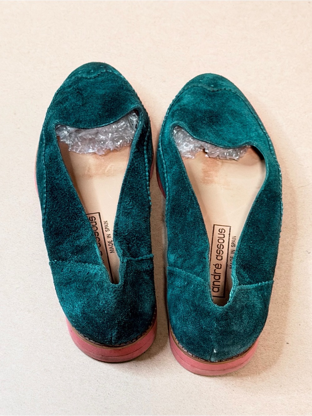 andre assous Hunter Green suede Oxford flats shoes sz 7 EUC designer - Picture 3 of 6